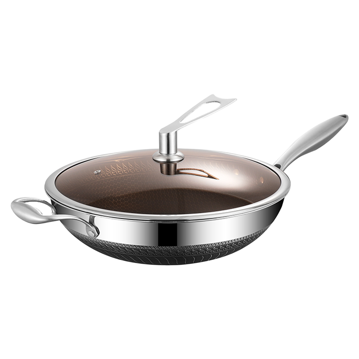 Wok Deep Rying Russell Taylors Stainless Steel Non-Stick Honey Comb 30CM Wok Deep Fry